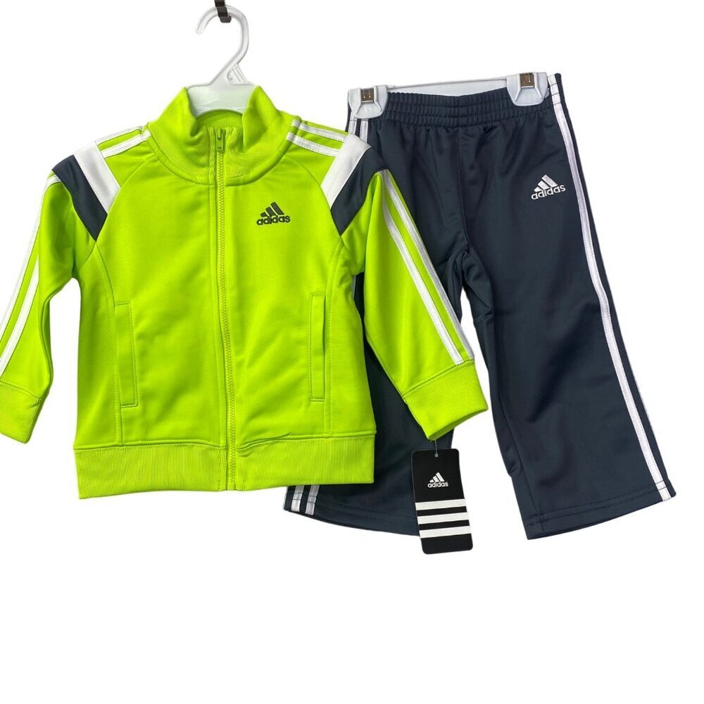 ADIDAS baby BOYS/GIRLS TRICOT JACKET & PANT‎ SET SZ 12 MOS NEW WITH TAG